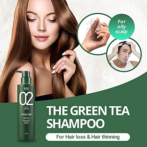 AMOS Professional The Shampoo Shampoo The Green [לקרקפת שומנית] 17.6oz | שמפו לאובדן שיער ושמפו לצמיחת שיער לניקוי עודף סבום וצמיחת שיער